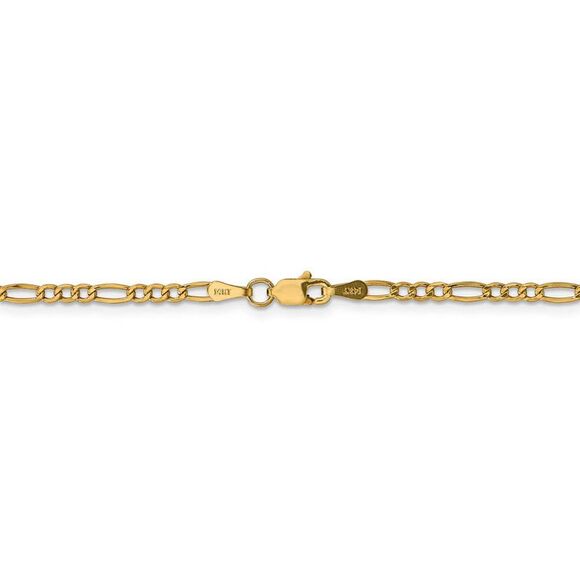 2.5mm 14k Yellow Gold Hollow Figaro Chain Necklace, 22 Inch - Picture 3 of 7